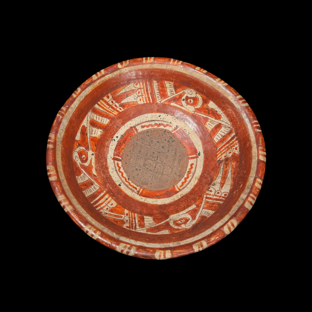 Pre-Columbian Polychrome Tripod Bowl with Zoomorphic Rattle Legs