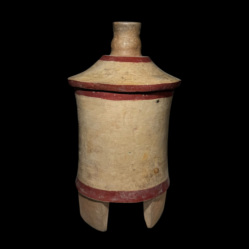 Pre-Columbian Maya Lidded Tripod Cylinder Vessel
