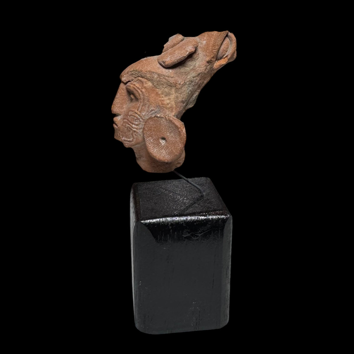 Pre-Columbian Maya Jaina Pottery Head Fragment with Facial Scarification
