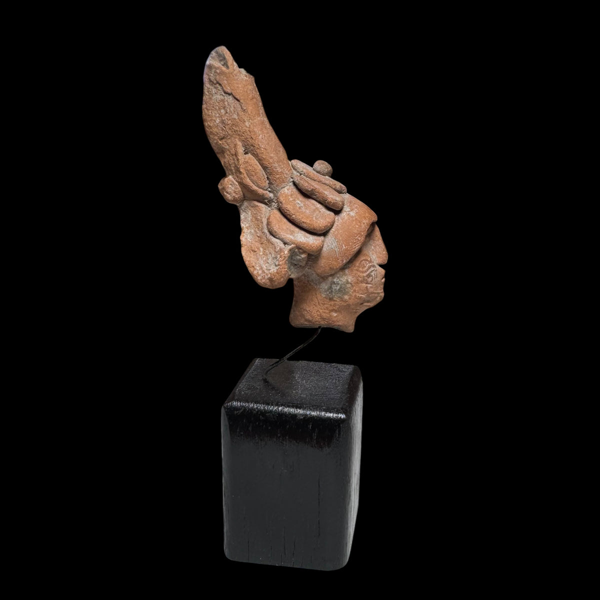 Pre-Columbian Maya Jaina Pottery Head Fragment with Facial Scarification