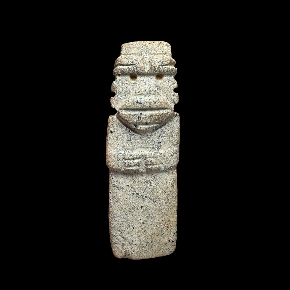 Pre-Columbian Costa Rican green stone axe god