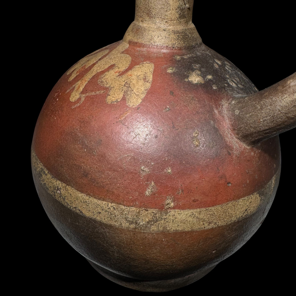 Pre-Columbian Moche IV Painted Bird Stirrup Vessel