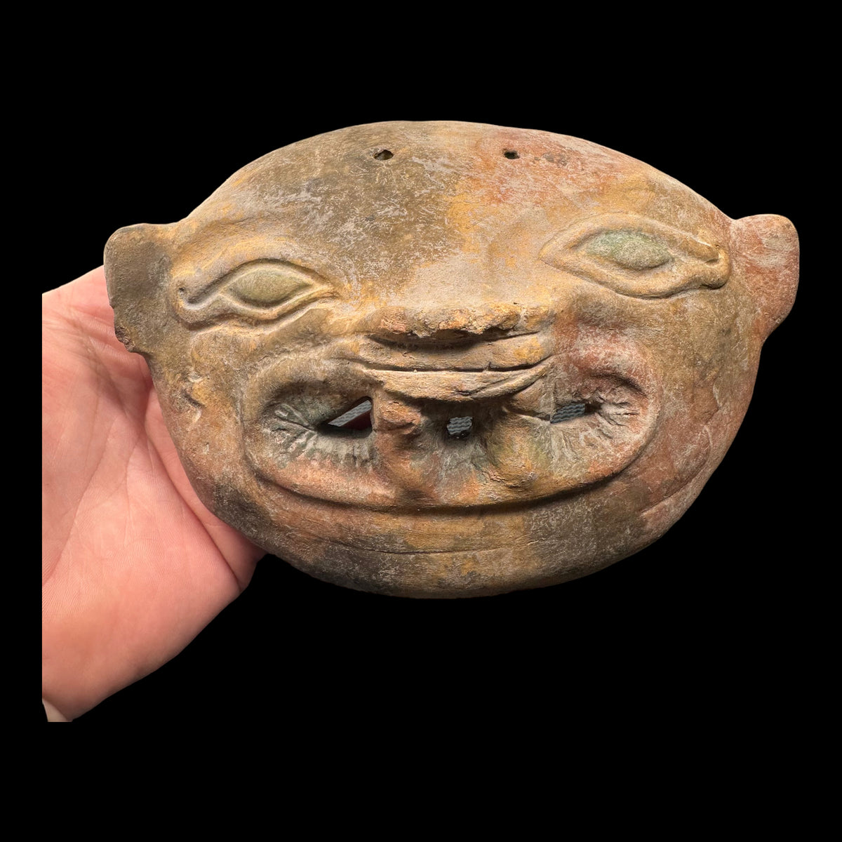 Pre-Columbian Jamacoque jaguar pottery mask