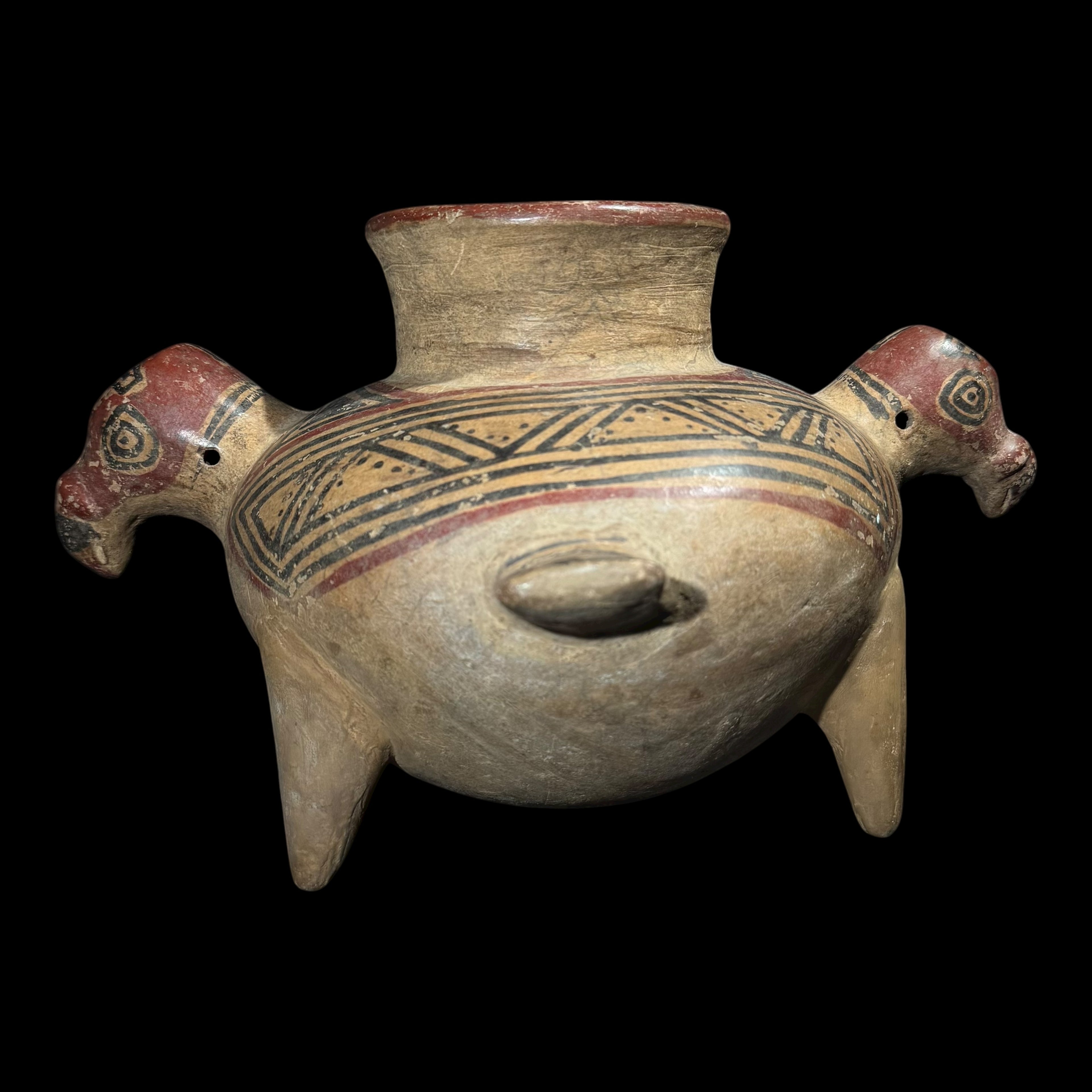 Pre-Columbian Chorotega Vulture Effigy Tripod Vessel
