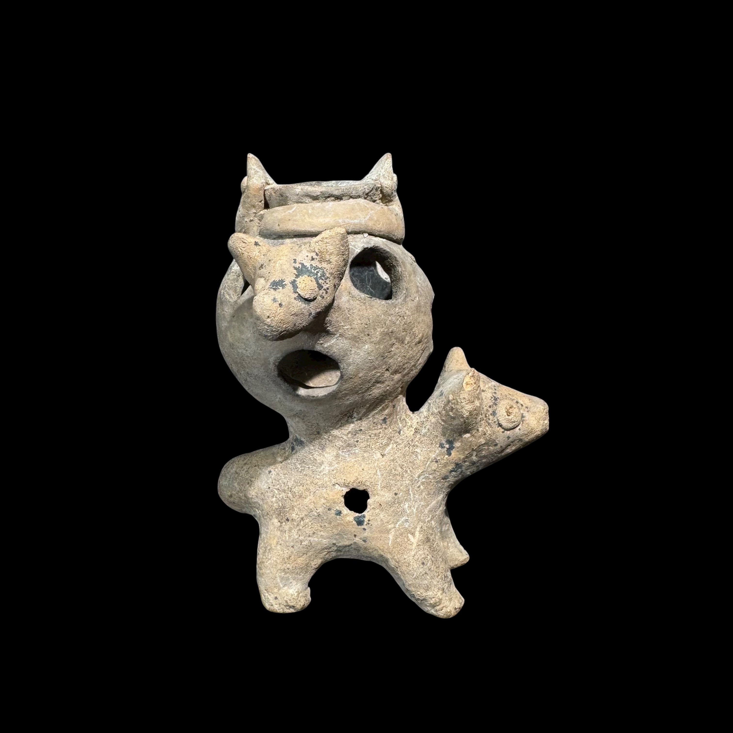 Rare Pre-Columbian Colima Dogs with snakes incensario