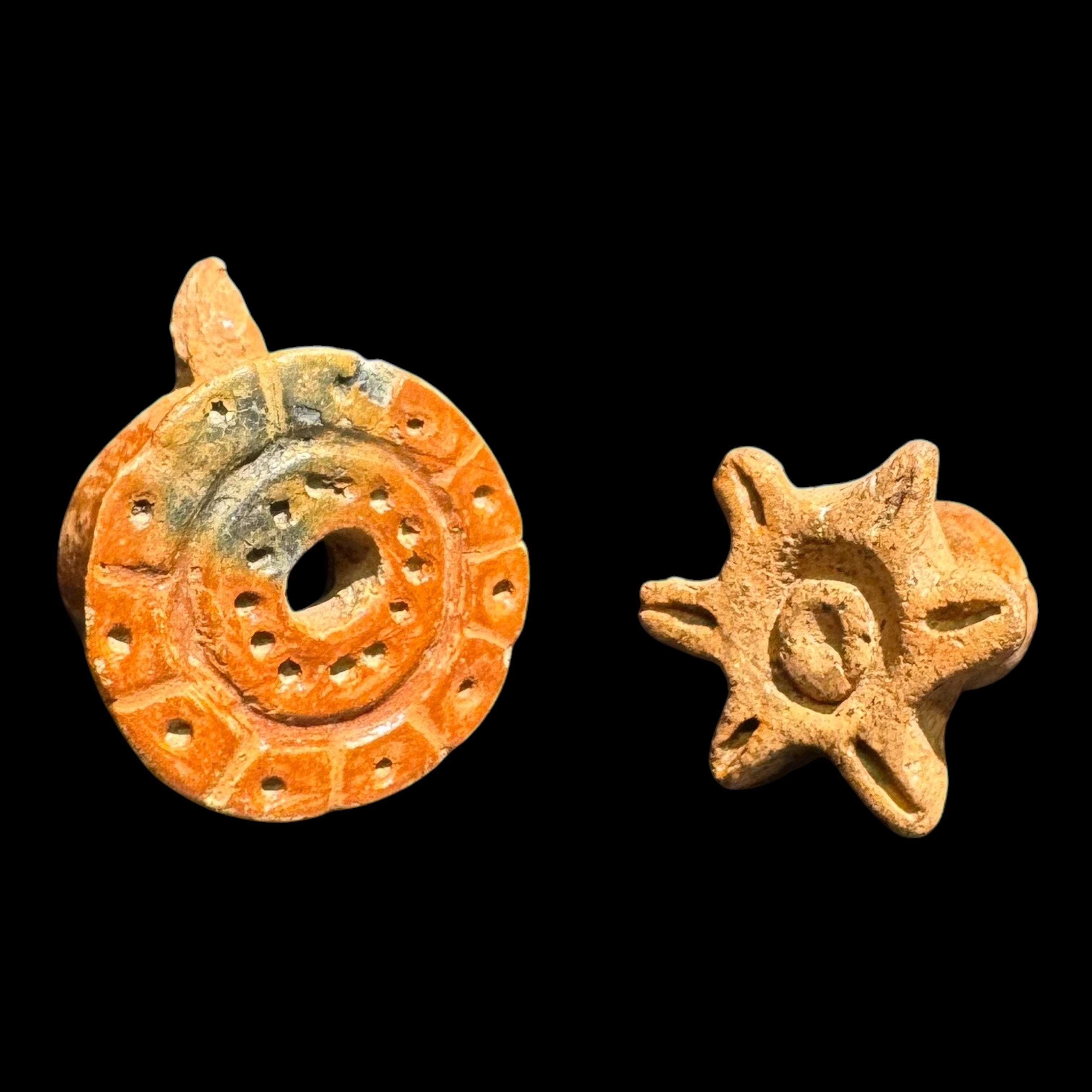 Pre-Columbian Maya pottery ear ornaments