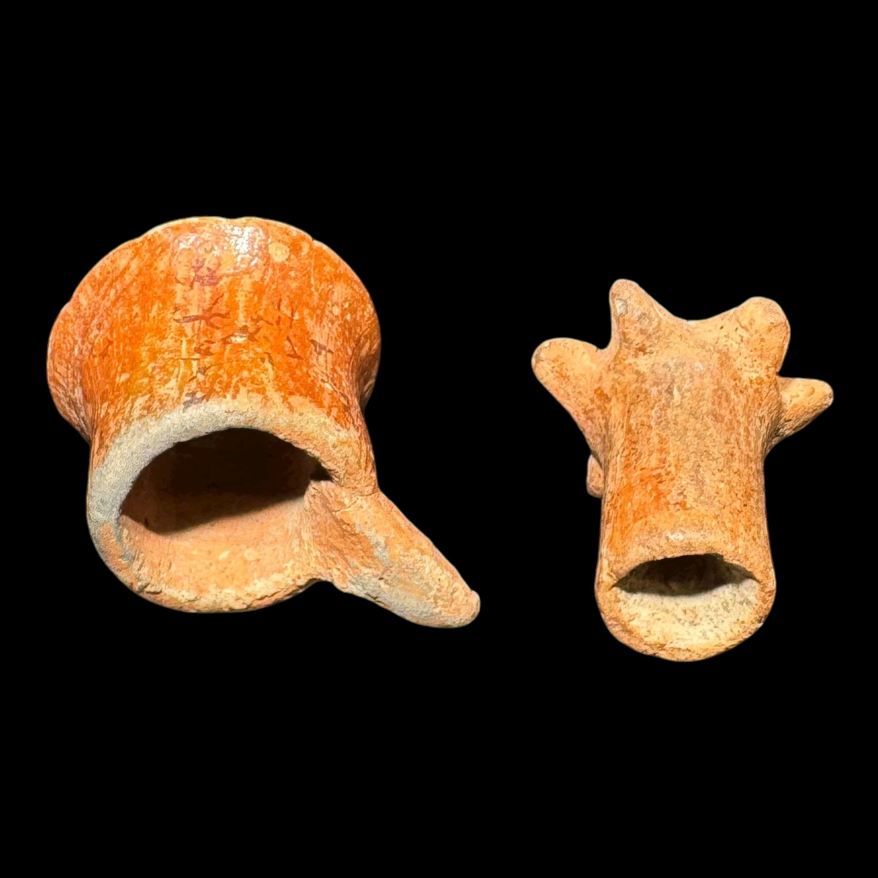 Pre-Columbian Maya pottery ear ornaments