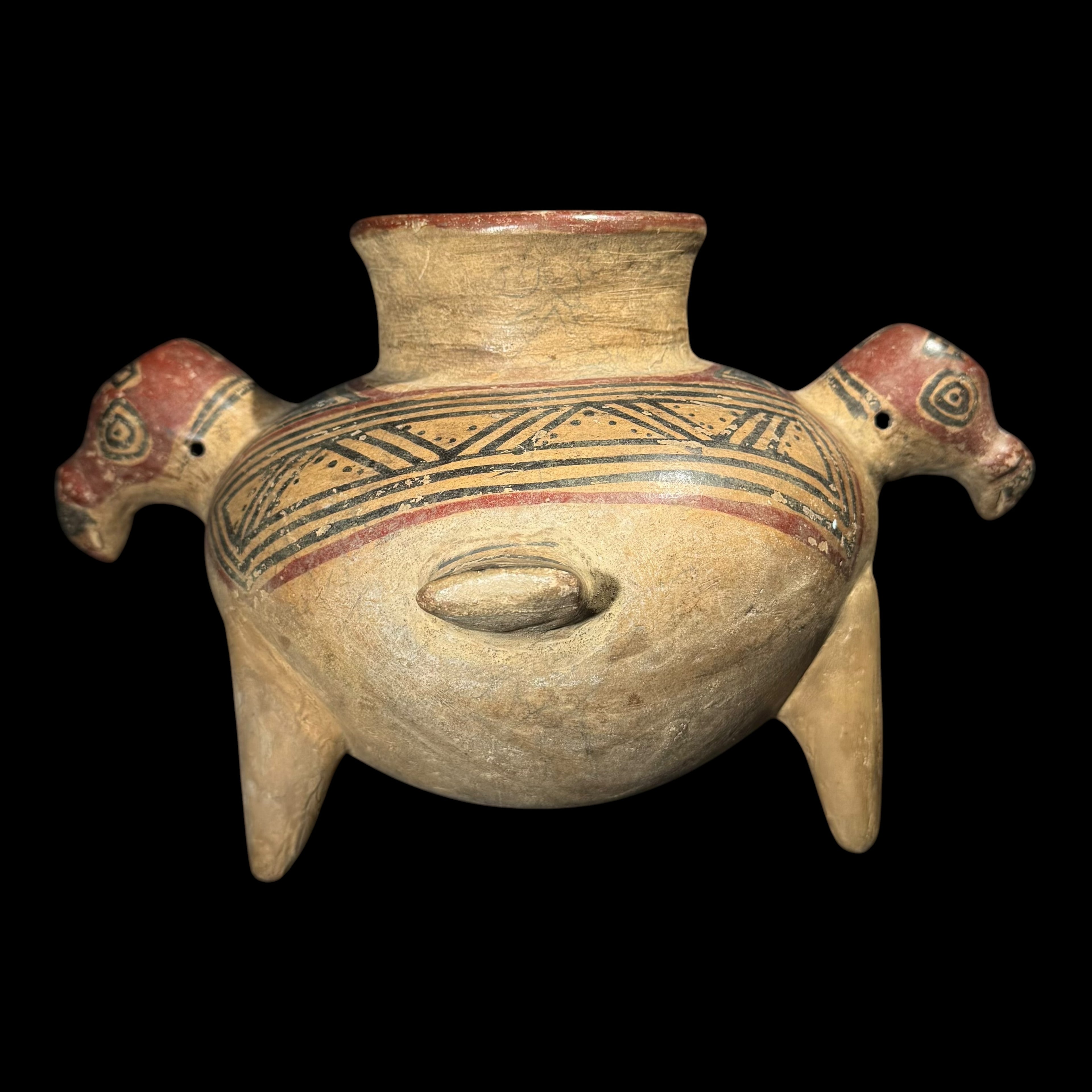 Pre-Columbian Chorotega Vulture Effigy Tripod Vessel