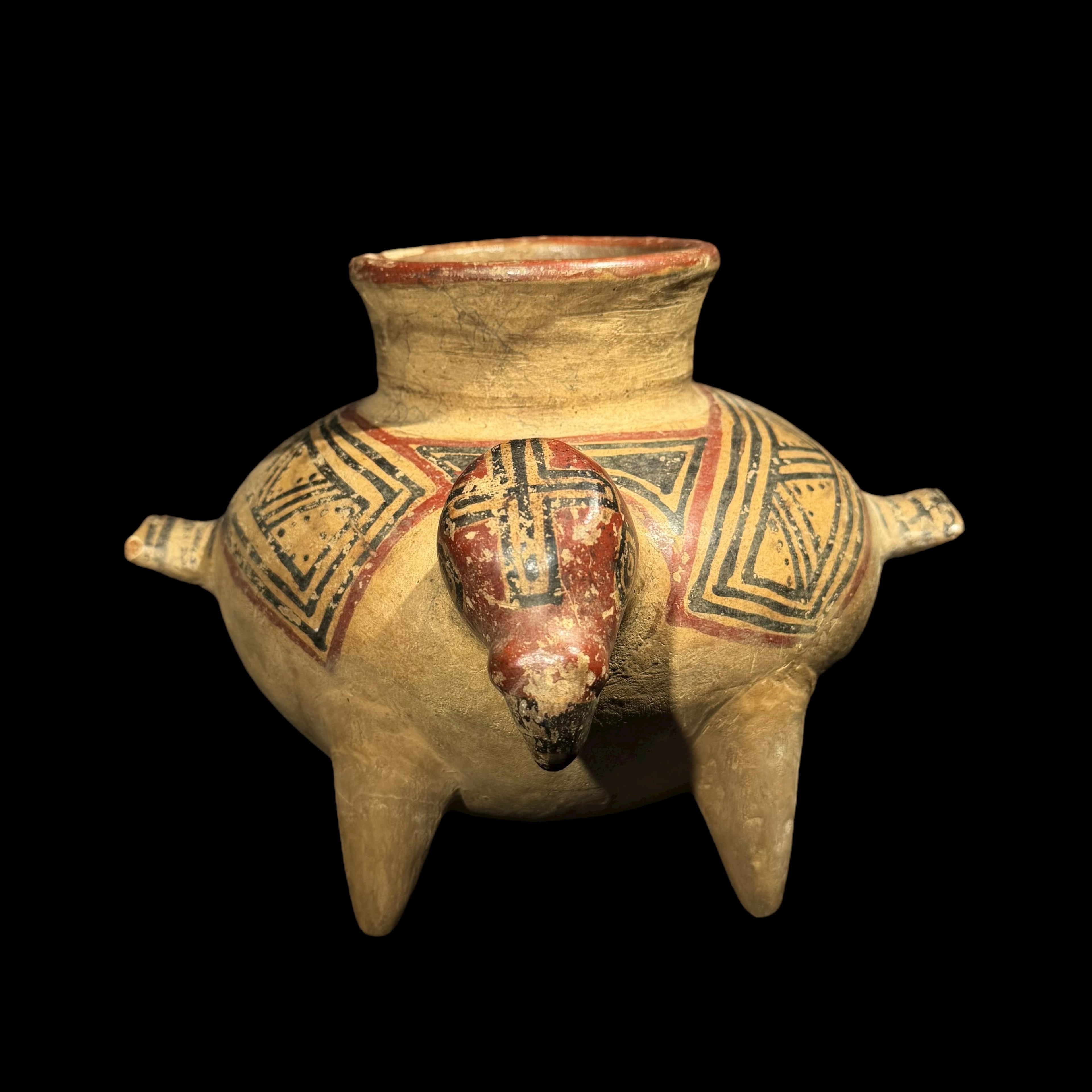 Pre-Columbian Chorotega Vulture Effigy Tripod Vessel