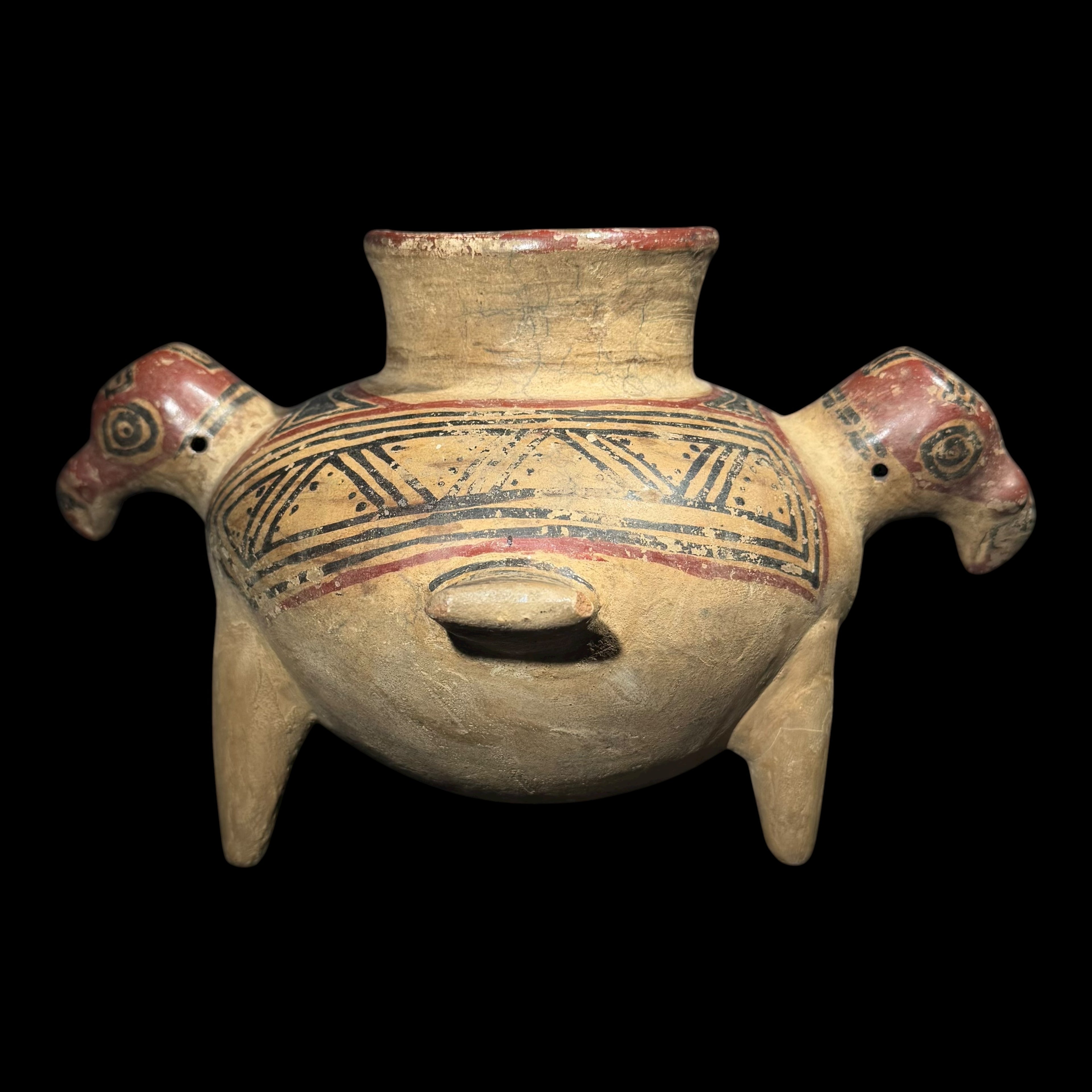 Pre-Columbian Chorotega Vulture Effigy Tripod Vessel