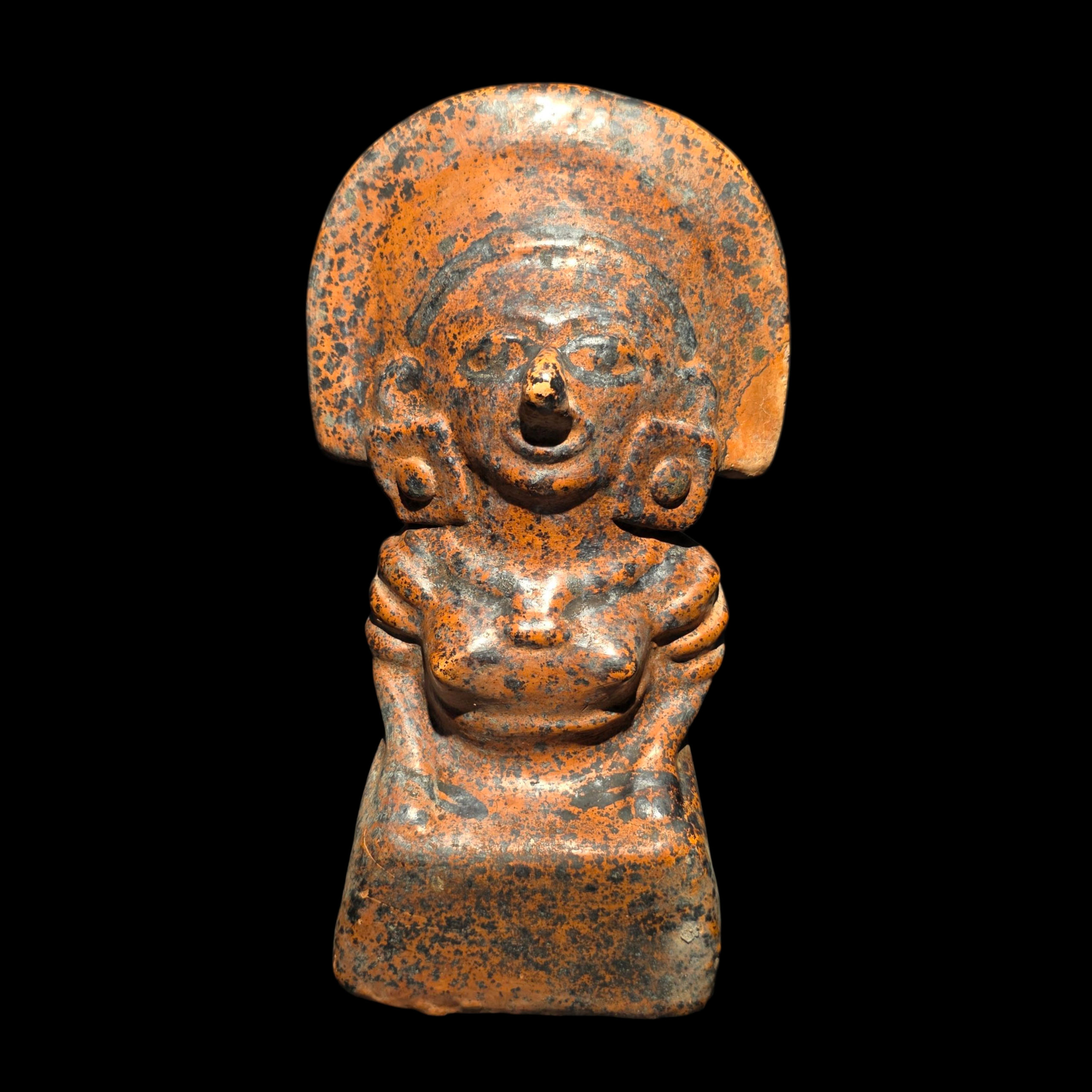 Large Pre-Columbian Maya Orangeware Female Figure