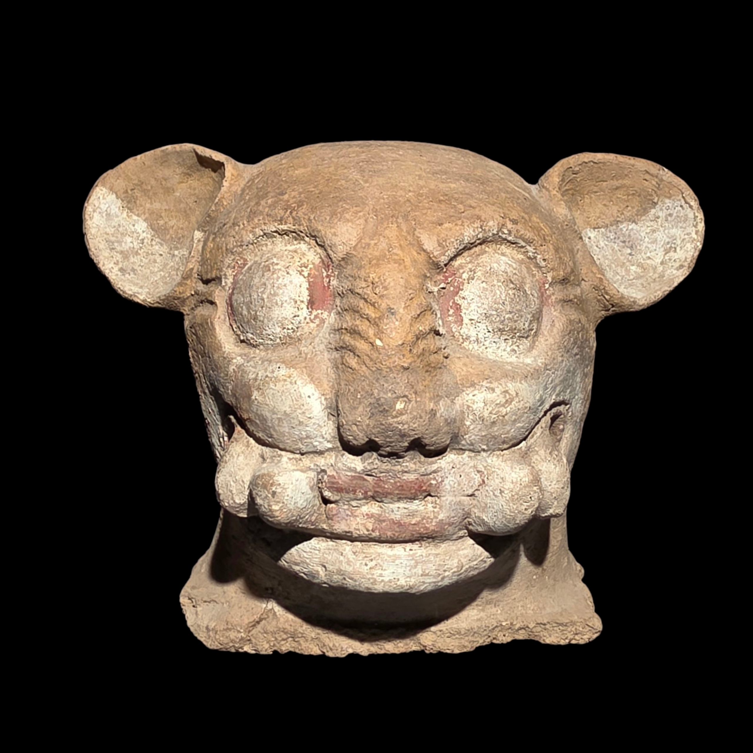 Pre-Columbian Maya Jaguar Burial urn lid fragment
