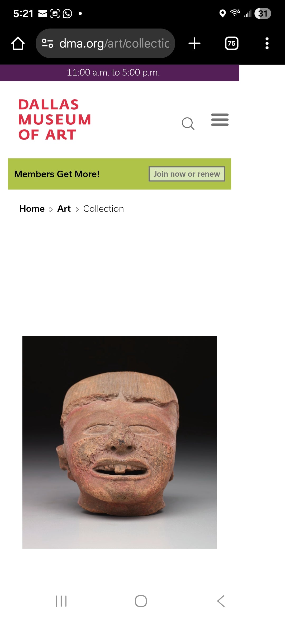 PRE-COLUMBIAN VERACRUZ POTTERY HEAD (Xipe-Tlazolteotl)