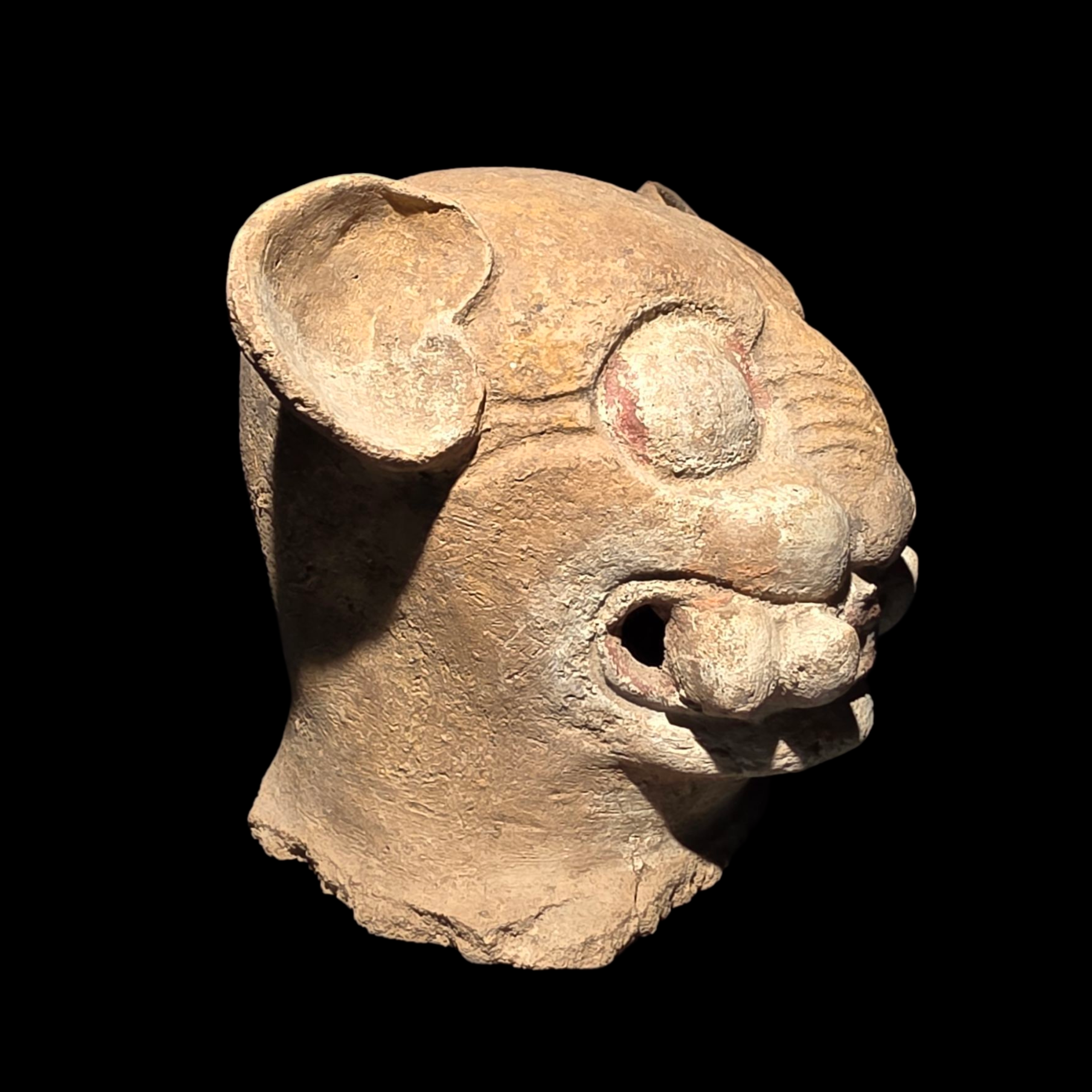 Pre-Columbian Maya Jaguar Burial urn lid fragment