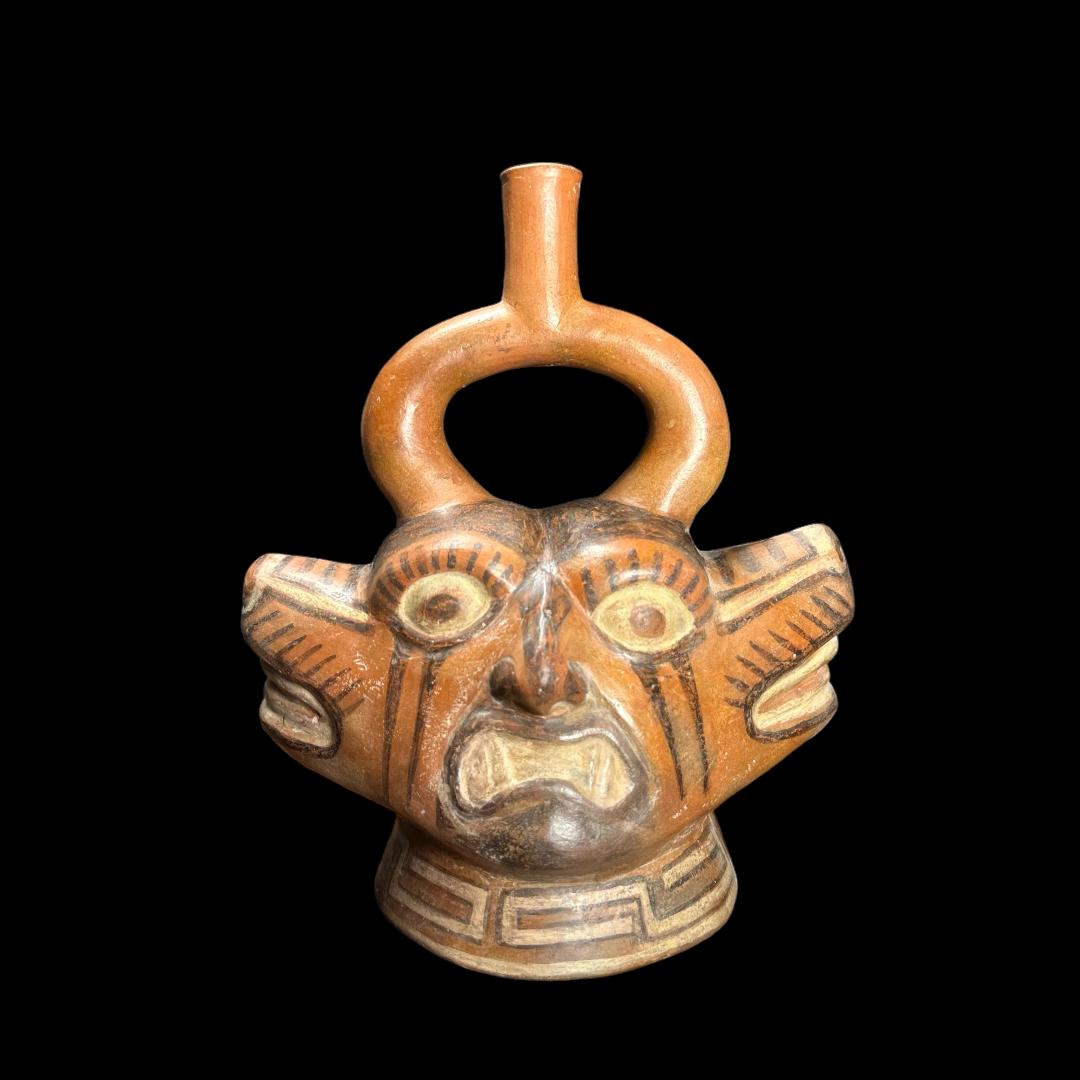 Pre-Columbian Moche III Stirrup Vessel - Ai Apec