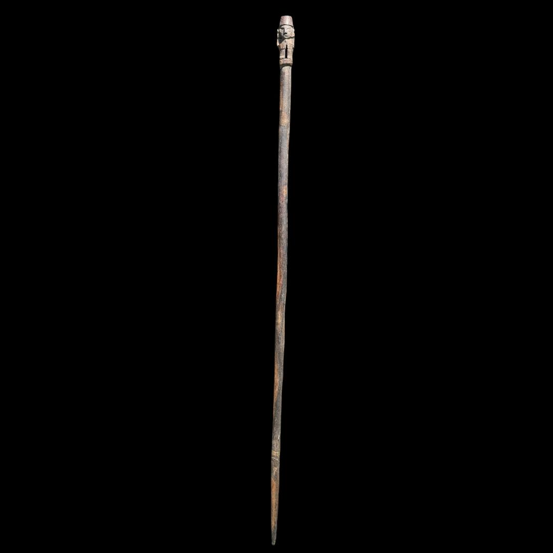 Pre-Columbian Chimú Wooden Staff with Anthropomorphic Finial