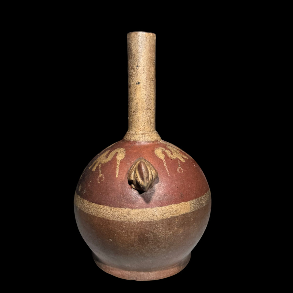 Pre-Columbian Moche IV Painted Bird Stirrup Vessel