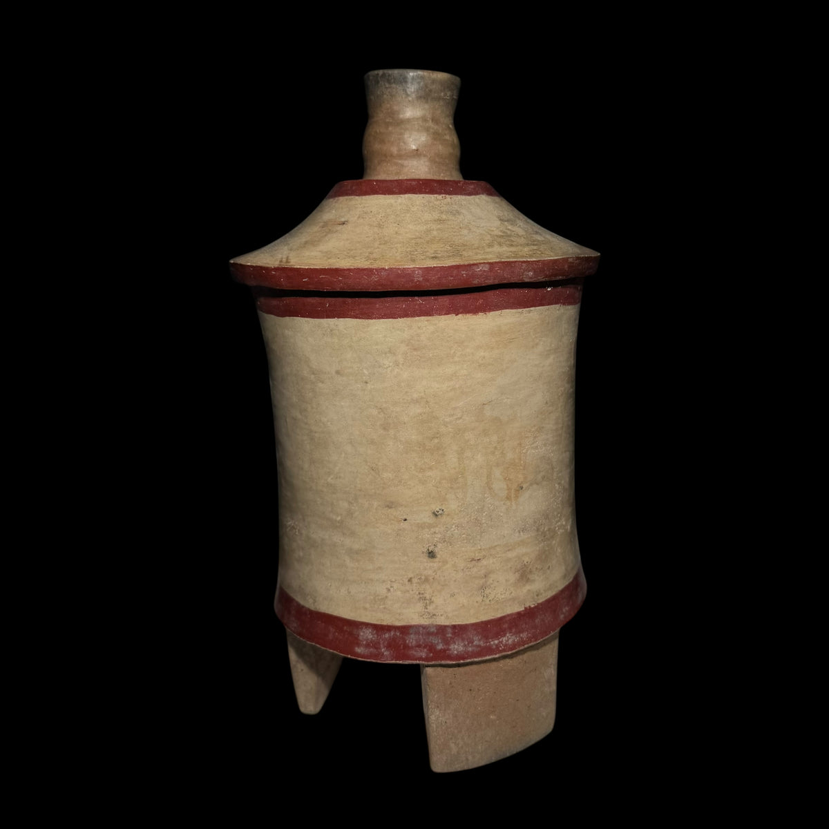 Pre-Columbian Maya Lidded Tripod Cylinder Vessel