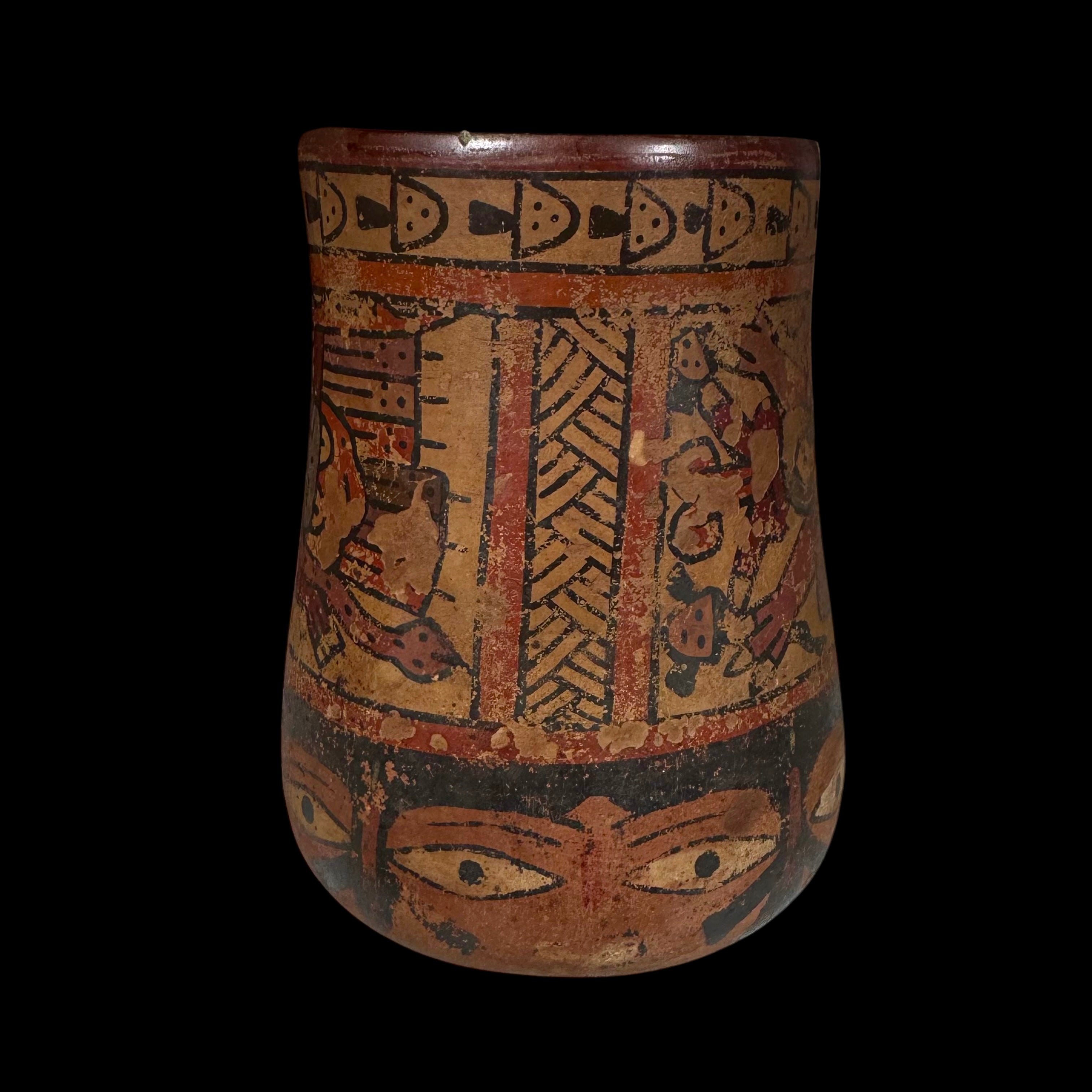 Pre-Columbian Nazca Polychrome Kero Vessel