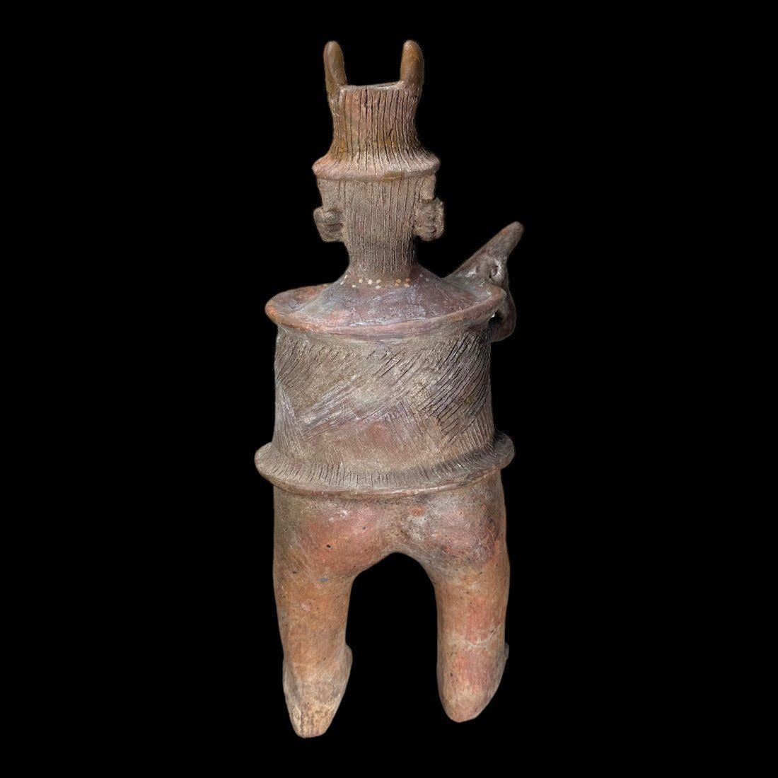 23.5" Pre-Columbian Nayarit pottery warrior figure