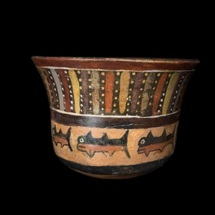 Pre-Columbian Nazca Polychrome Vessel with Fish Motifs