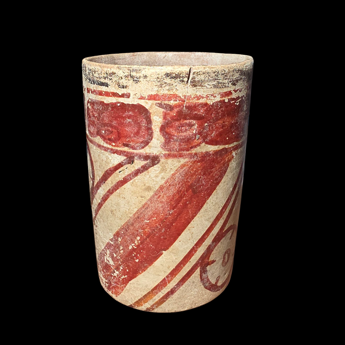Pre-Columbian Maya Holmul Polychrome Cylinder Vase – Classic Period