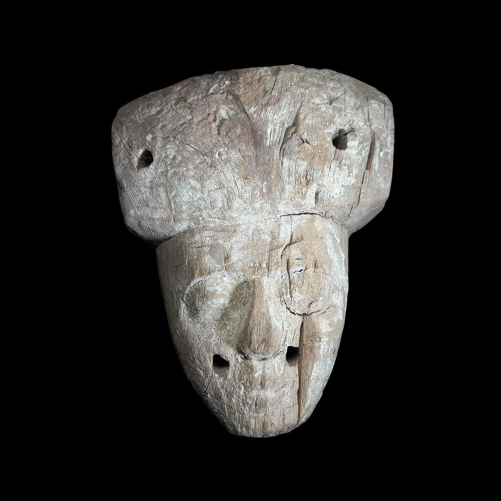 Ancient Egyptian Carved Wood Mummy Mask