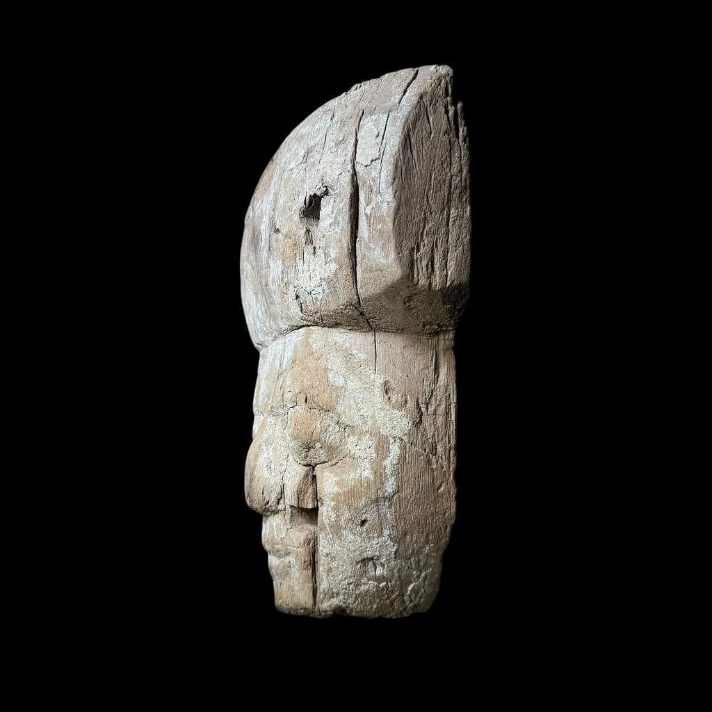 Ancient Egyptian Carved Wood Mummy Mask