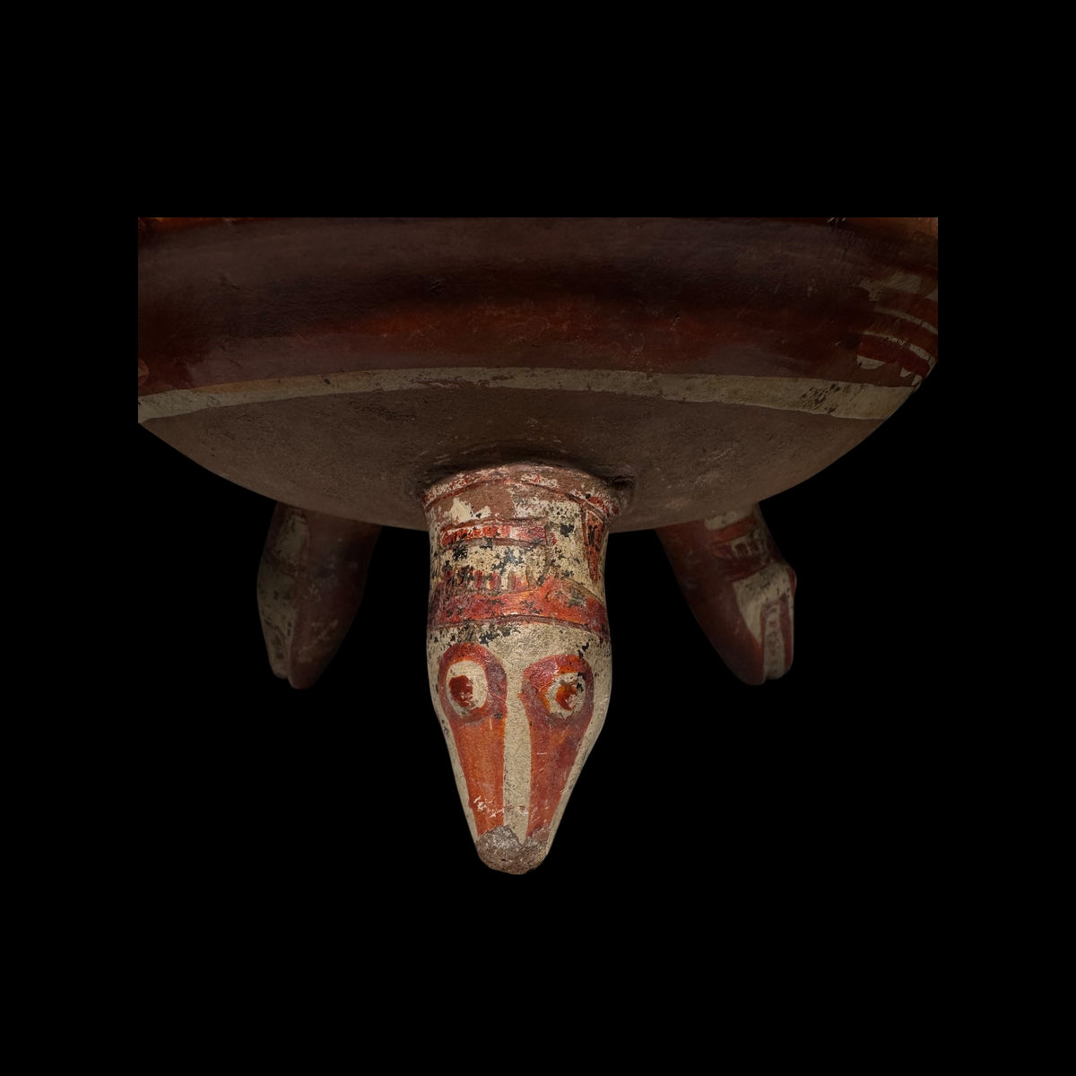 Pre-Columbian Polychrome Tripod Bowl with Zoomorphic Rattle Legs