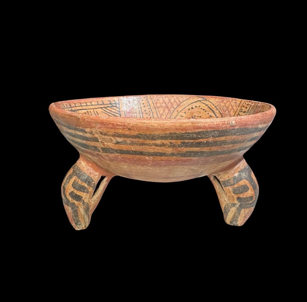 Pre-Columbian Nicoya Polychrome Tripod Rattle Bowl