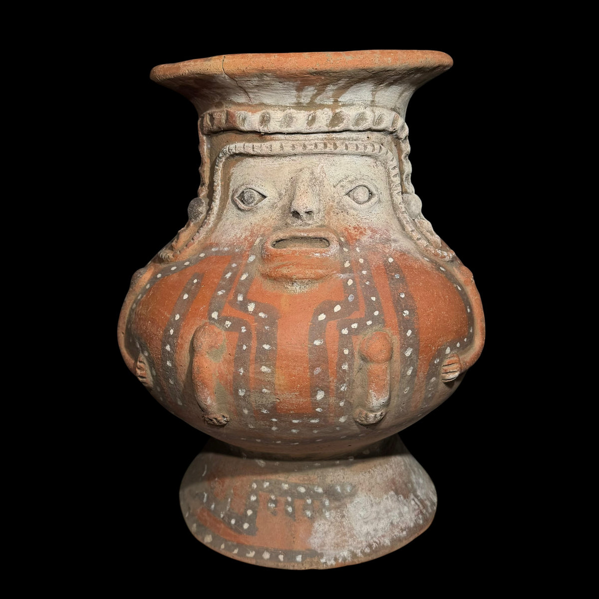 Pre-Columbian Costa Rican Polychrome Pottery Effigy Urn