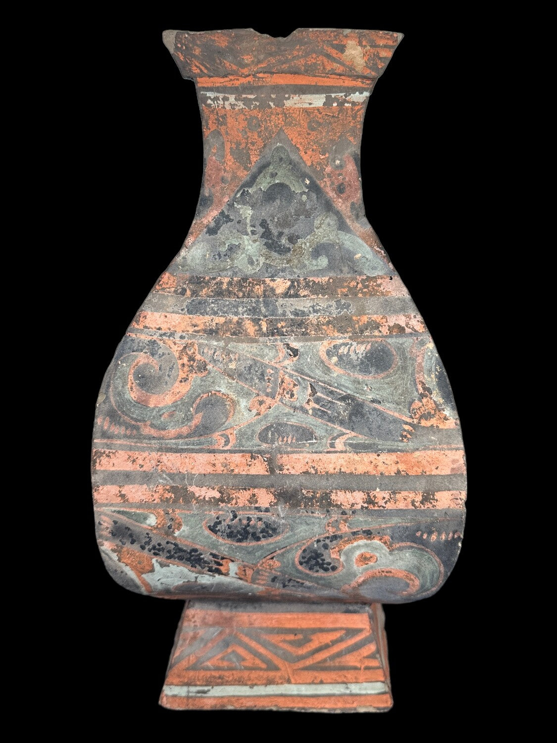Han Dynasty Painted Grey Pottery Faceted Pear-shaped jar