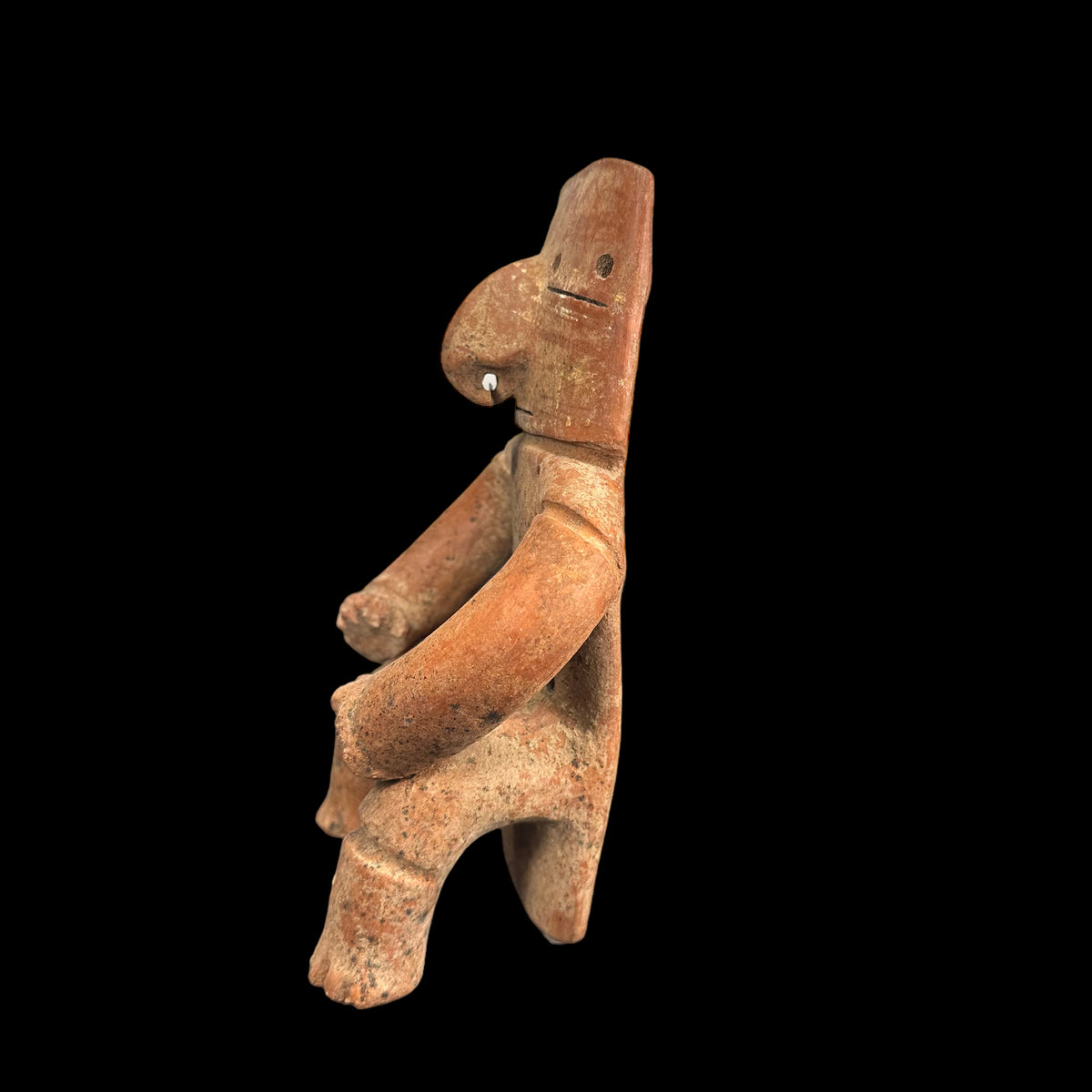 Quimbaya Seated Slab Figure with Gold nose ring