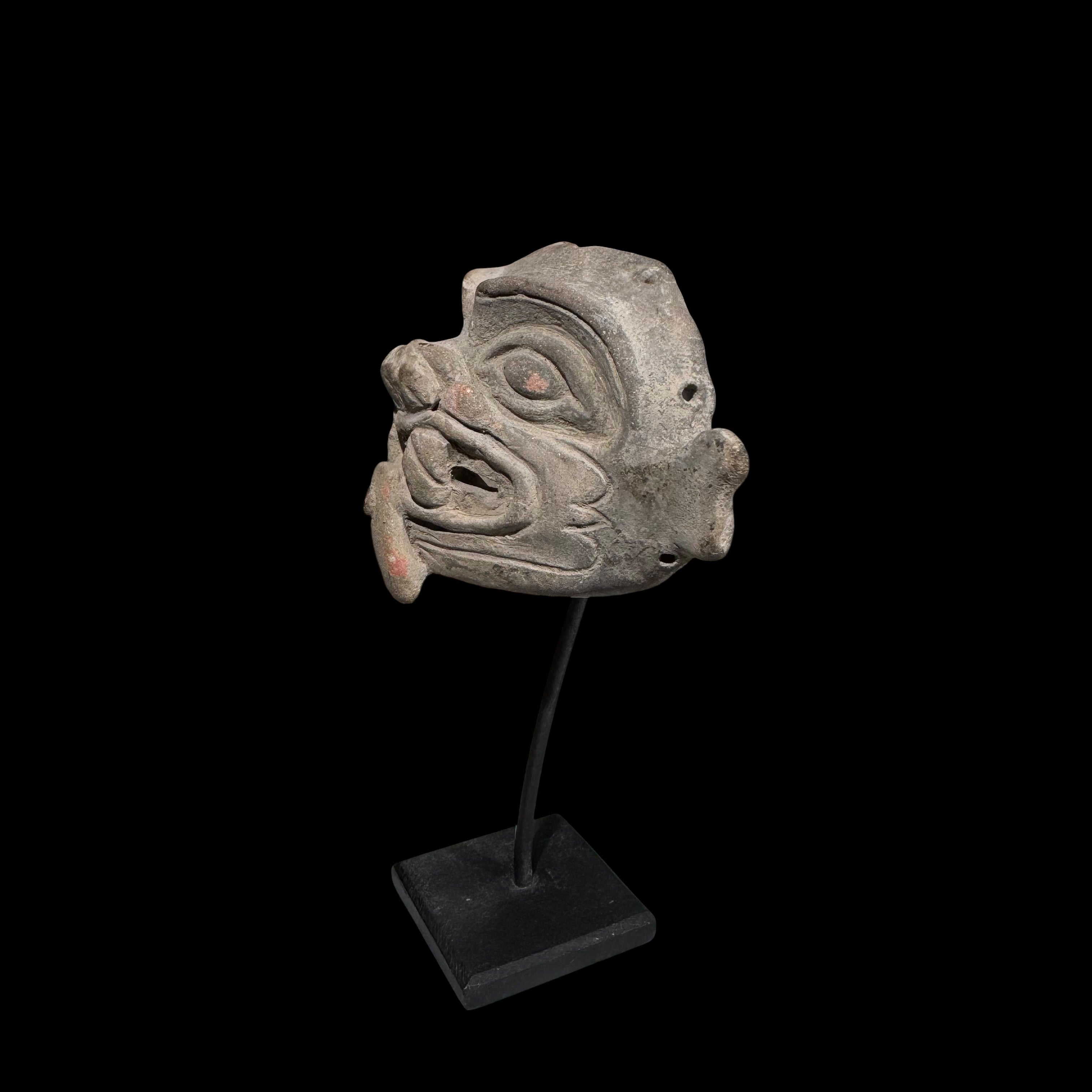 Pre-Columbian Jama-Coaque Pottery Jaguar Maskette