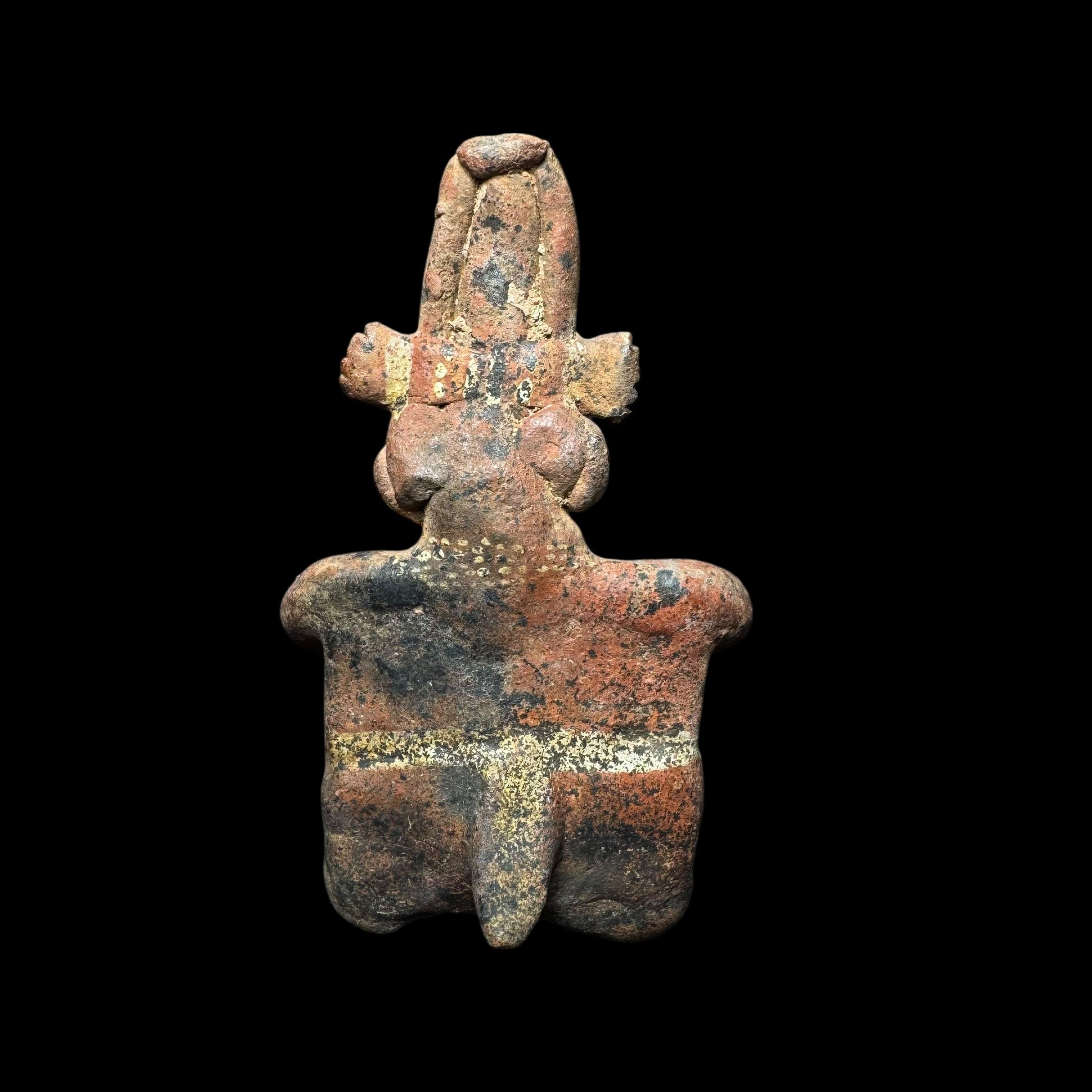 Pre-Columbian Nayarit Painted Pottery Drummer