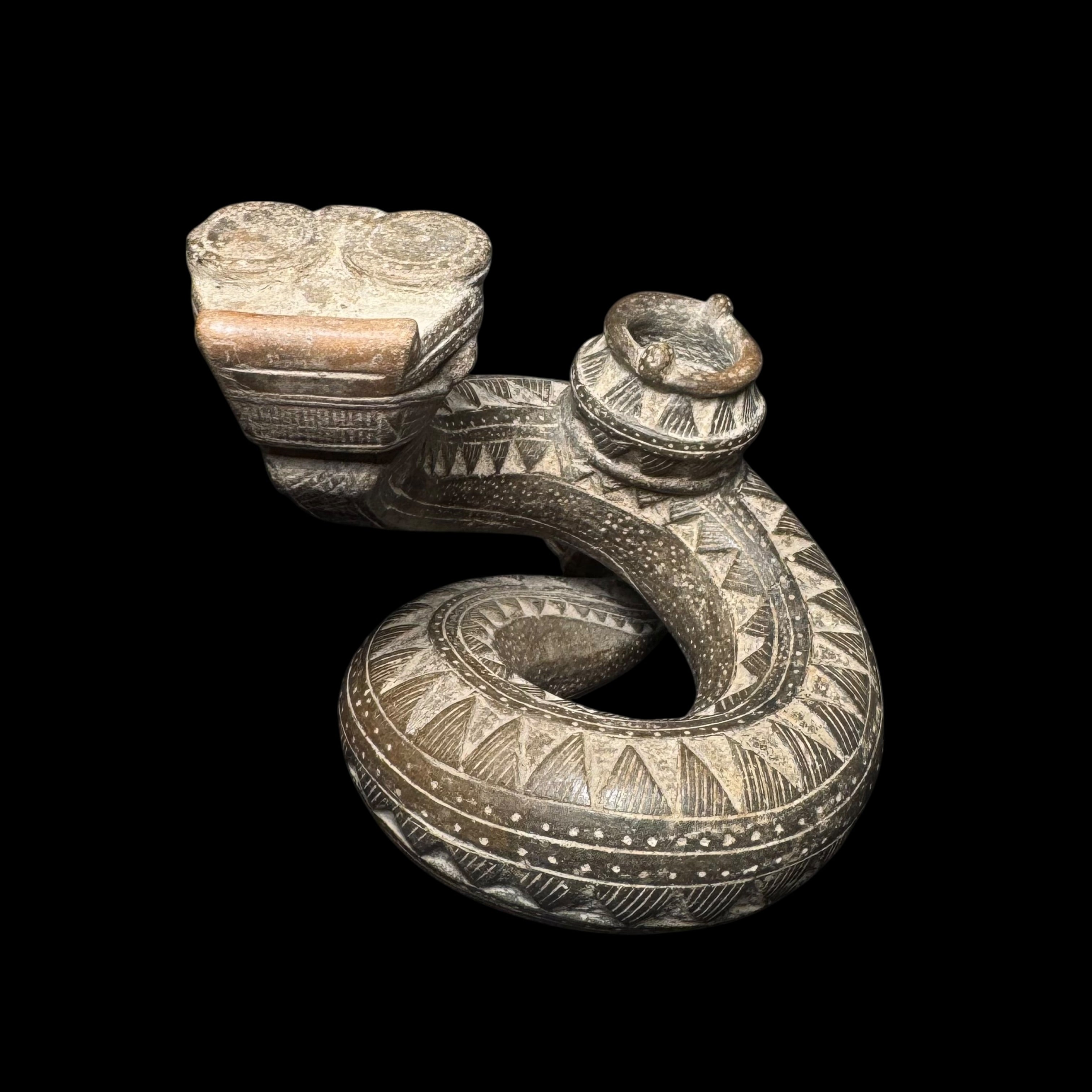 Tairona Ceramic Serpent Effigy Vessel