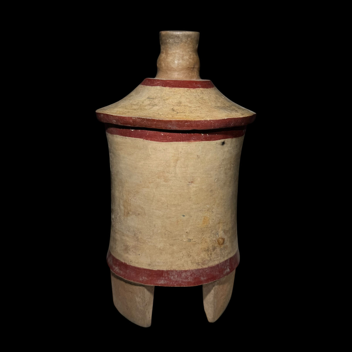 Pre-Columbian Maya Lidded Tripod Cylinder Vessel