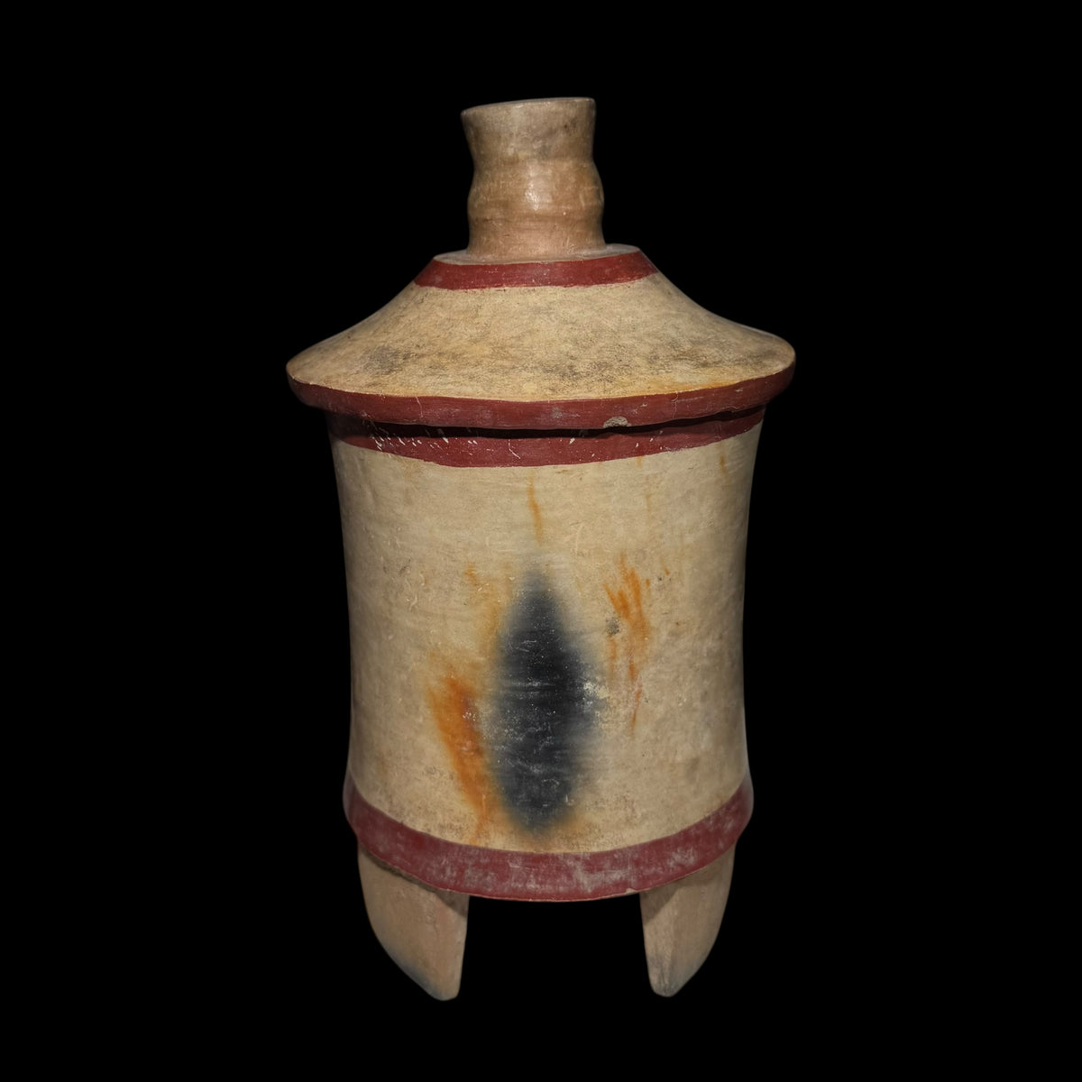 Pre-Columbian Maya Lidded Tripod Cylinder Vessel
