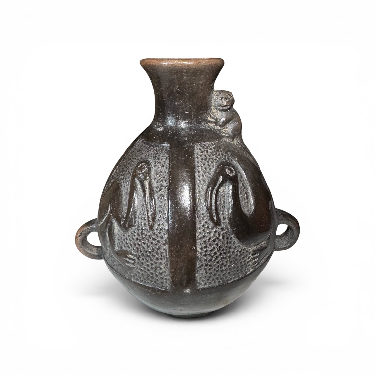 Pre-Columbian Chimú blackware aryballos