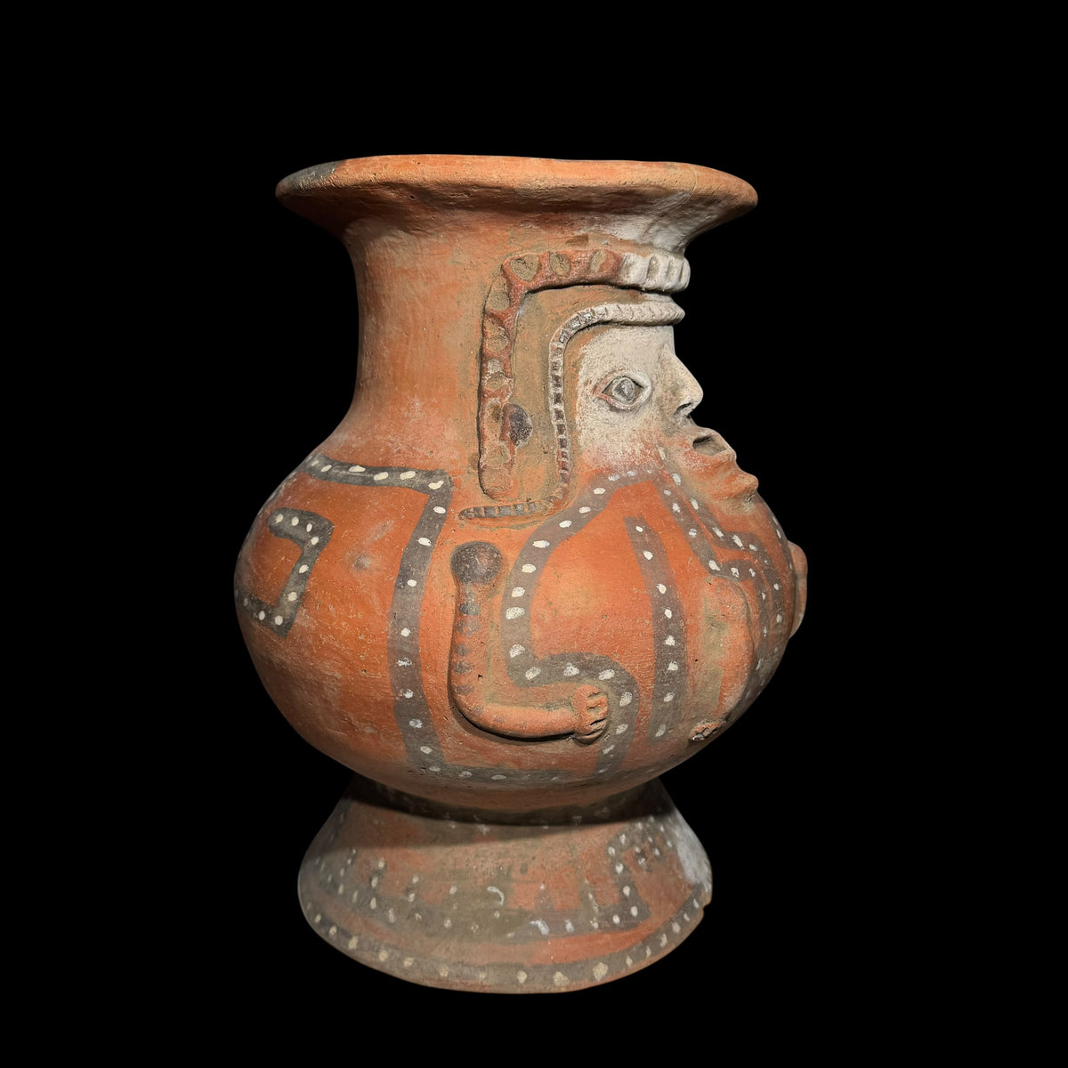 Pre-Columbian Costa Rican Polychrome Pottery Effigy Urn