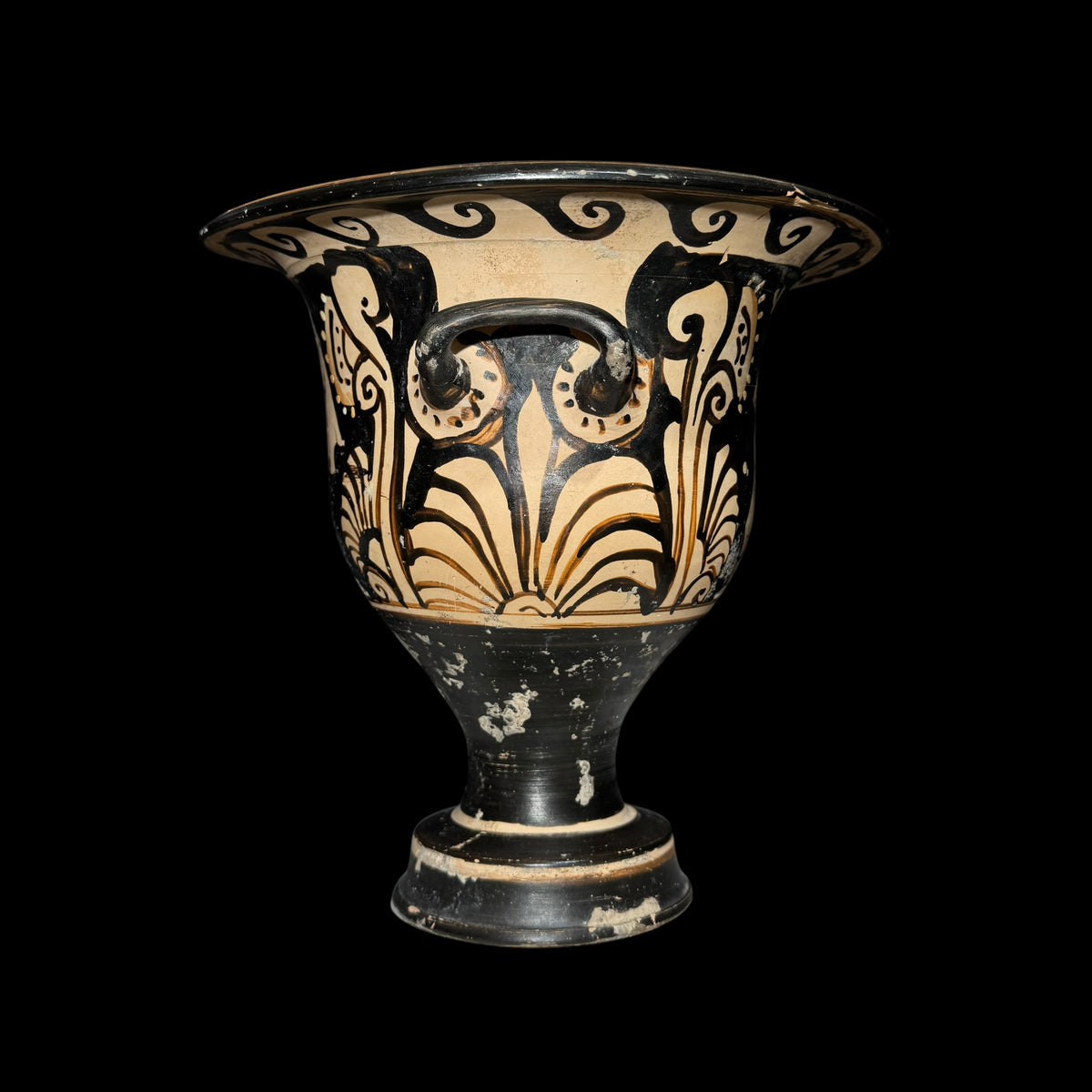 Ancient Campanian Red-Figure Bell Krater with Satyr
