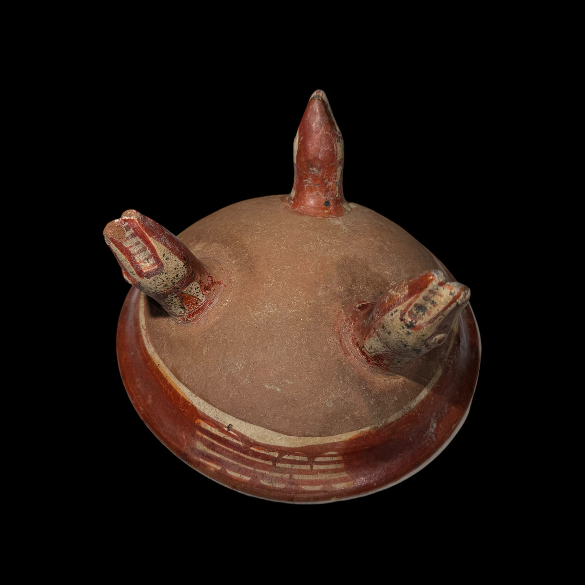 Pre-Columbian Polychrome Tripod Bowl with Zoomorphic Rattle Legs