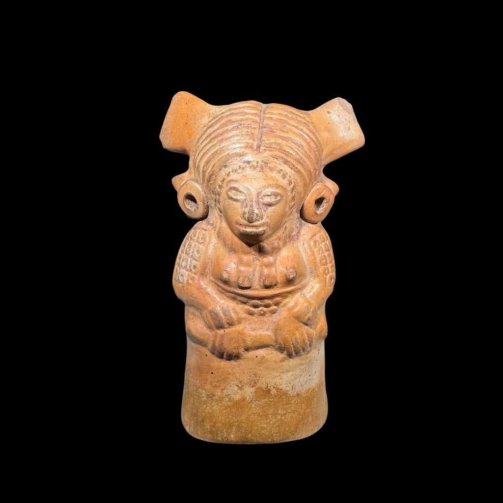 Pre-Columbian Maya Pottery Rattle Figure
