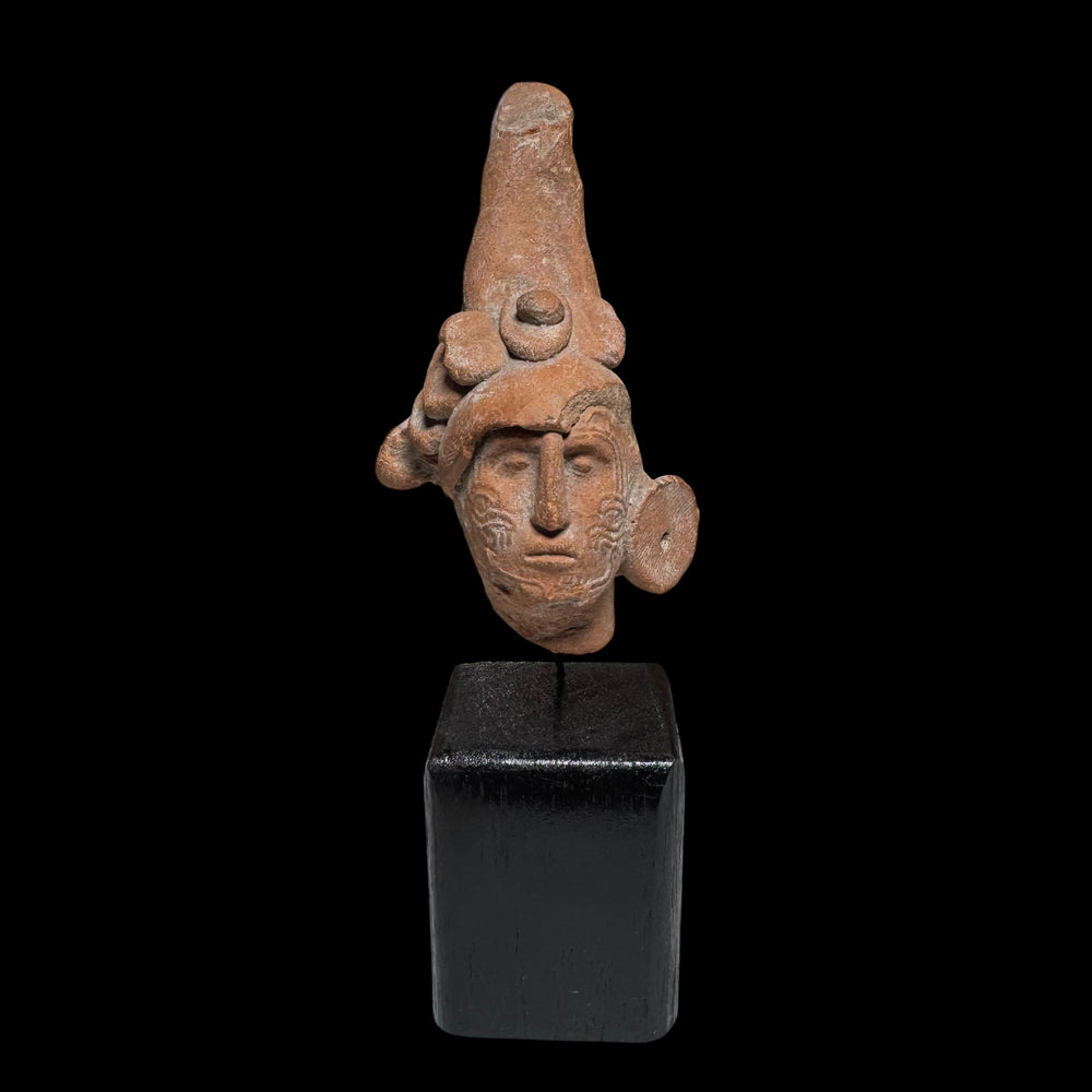Pre-Columbian Maya Jaina Pottery Head Fragment with Facial Scarification