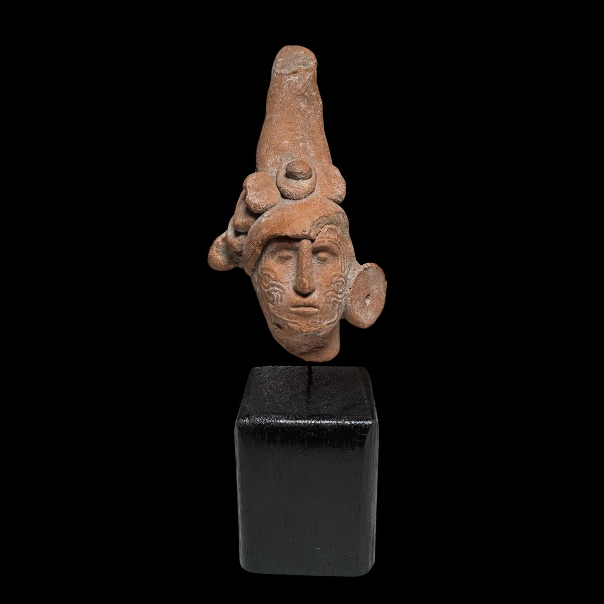 Pre-Columbian Maya Jaina Pottery Head Fragment with Facial Scarification
