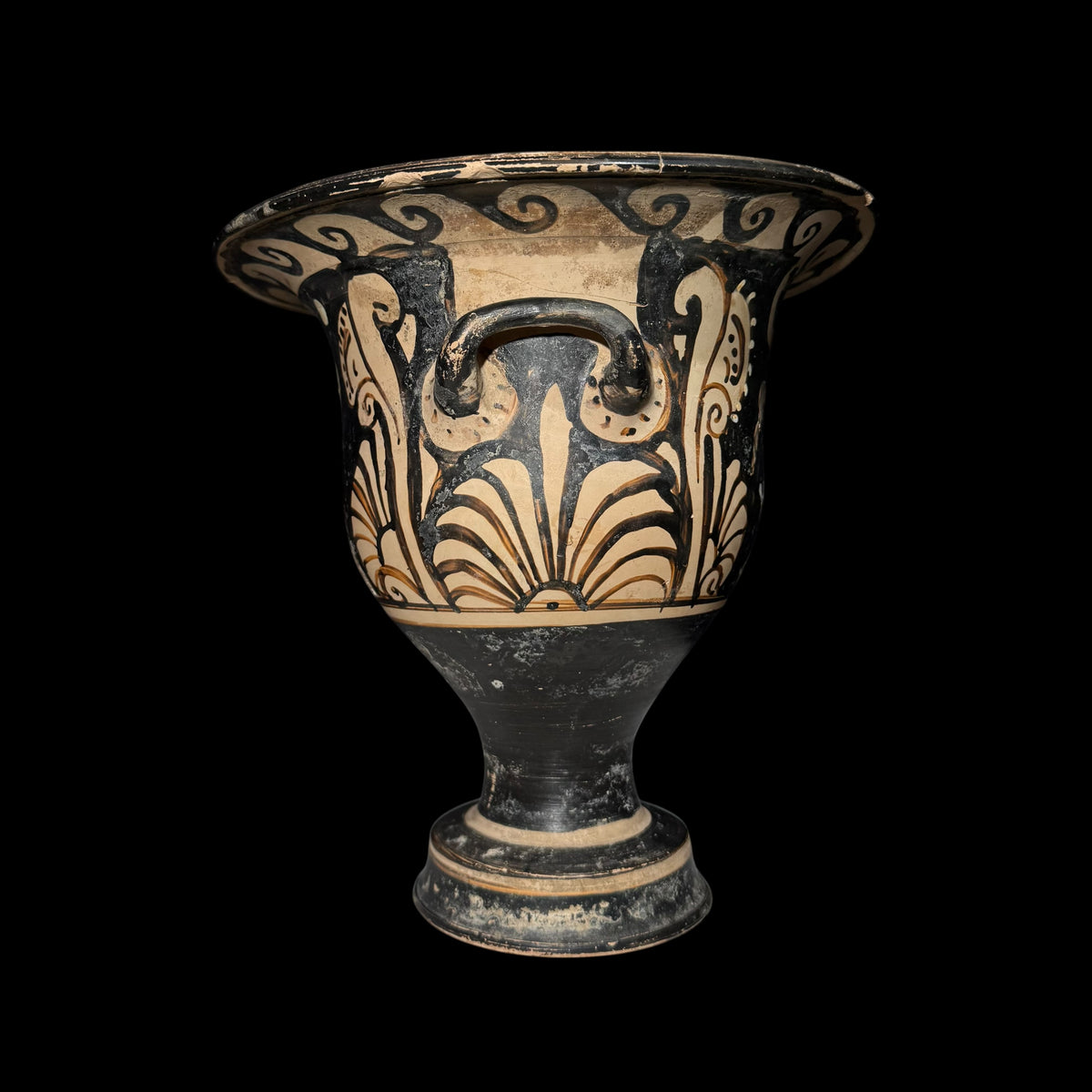 Ancient Campanian Red-Figure Bell Krater with Satyr
