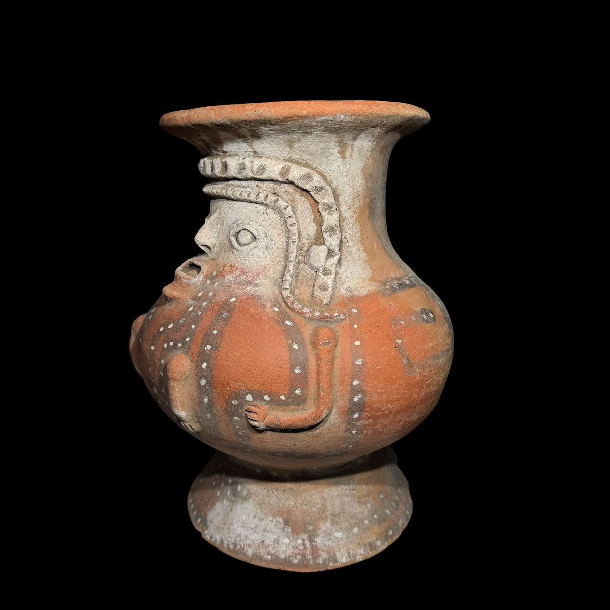 Pre-Columbian Costa Rican Polychrome Pottery Effigy Urn