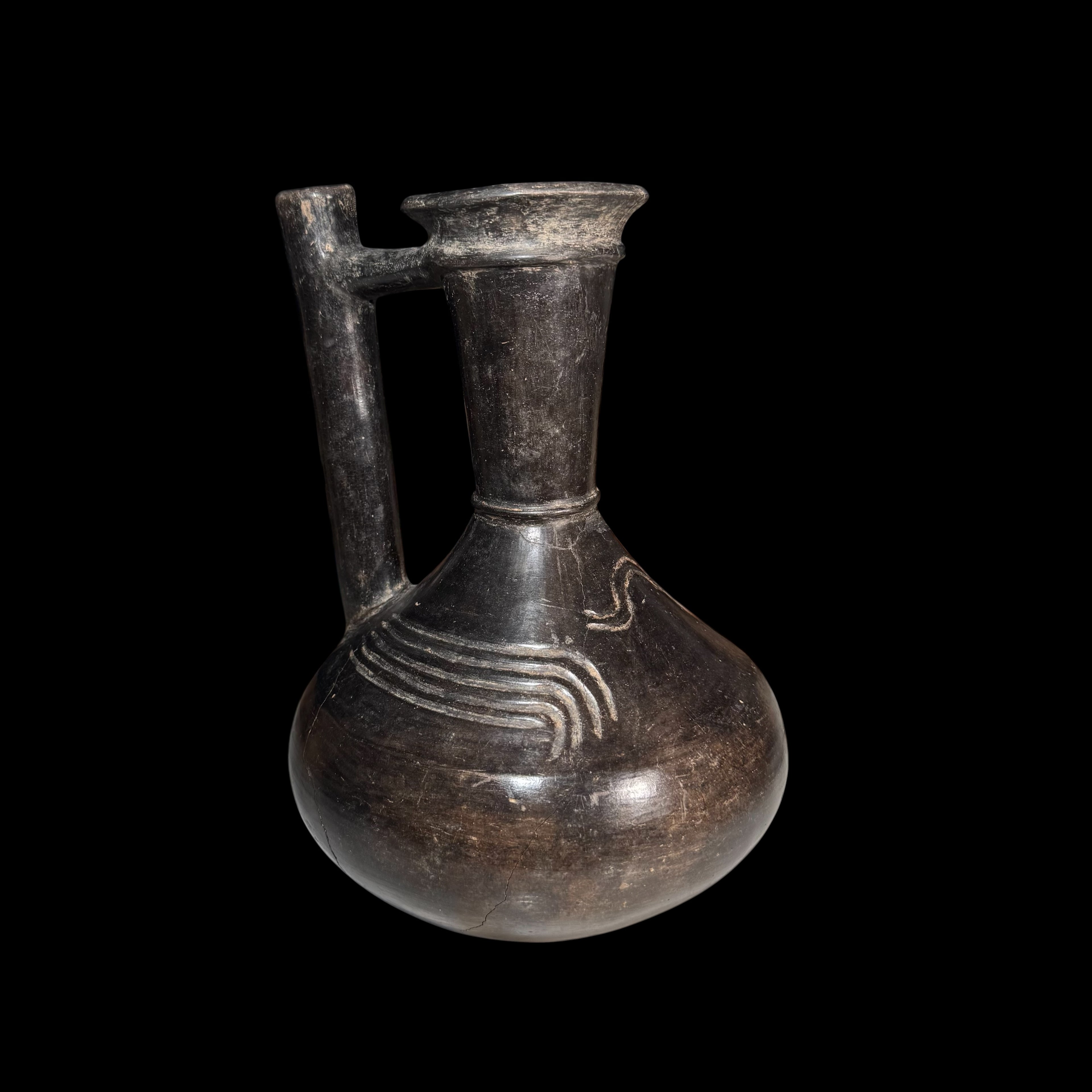 Pre-Columbian Zapotec Blackware Spouted Vessel