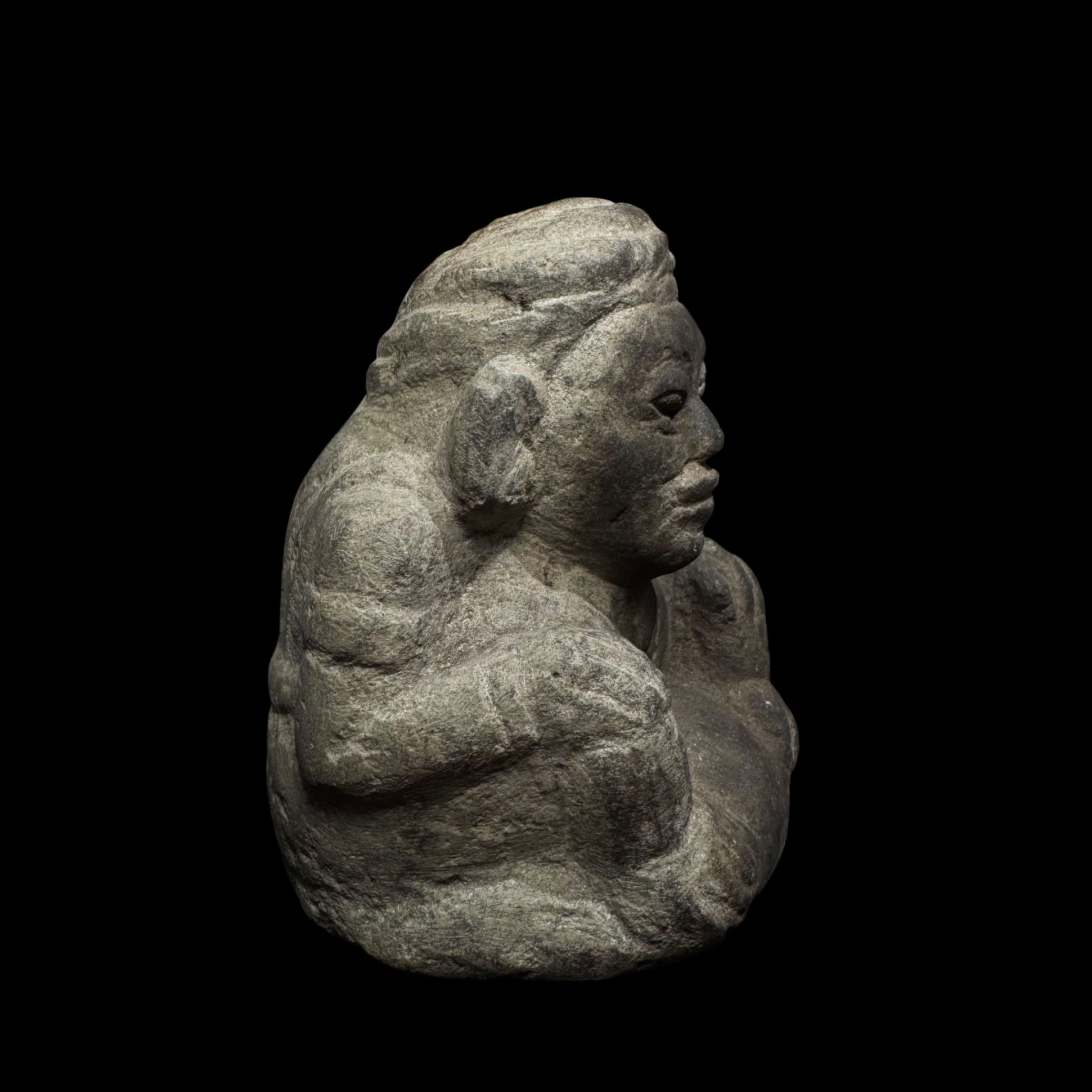 Pre-Columbian Maya Stone Dwarf Figure