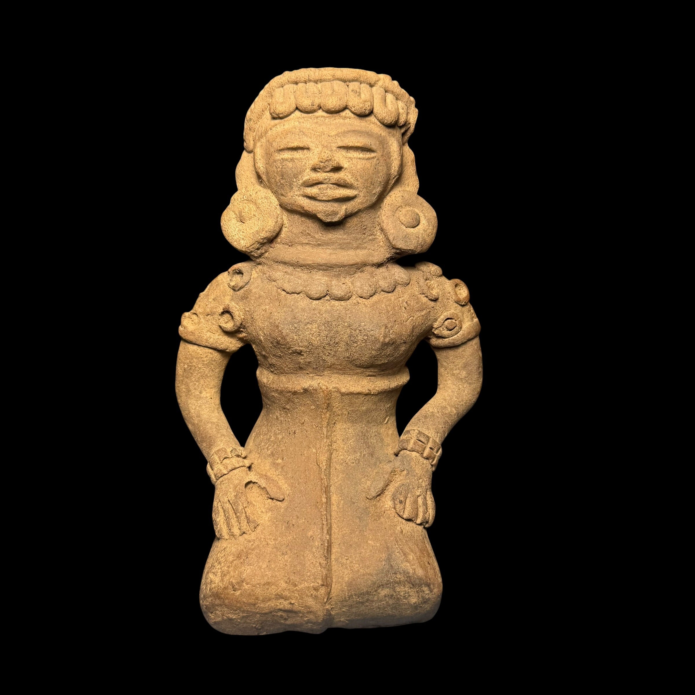 Pre-Columbian Maya pottery kneeling figure